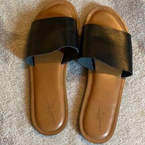 Black slip on sandals